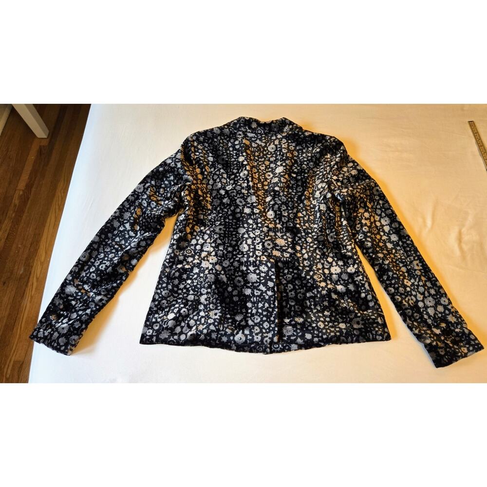 Elevenses by Anthropologie Femme Size 6 Black Velvet Blazer Button Front Lined - Picture 3 of 13